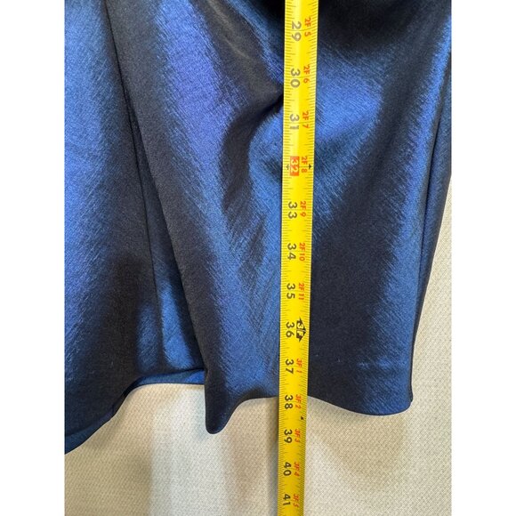 Womens Evening Formal Cocktail Dress Blue Floral Ruched Sleeveless Party Chic - Picture 5 of 11